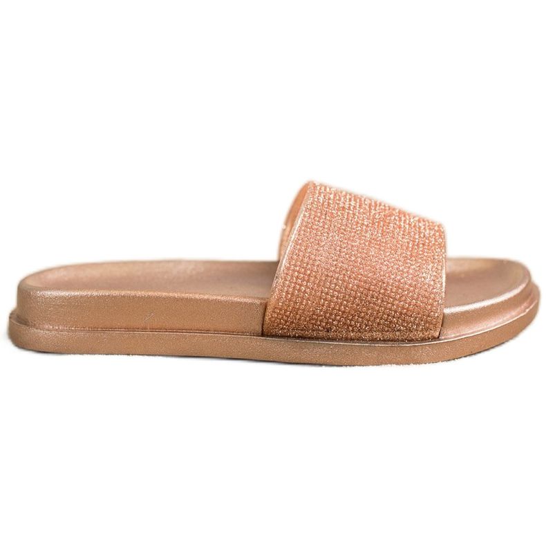 SHELOVET Chinelos dourados brilhantes