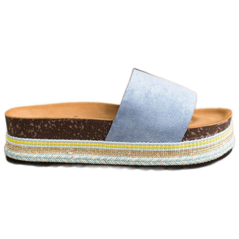 SHELOVET Chinelos confortáveis ​​de camurça azul