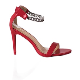SHELOVET Sandálias de salto alto com corrente vermelho