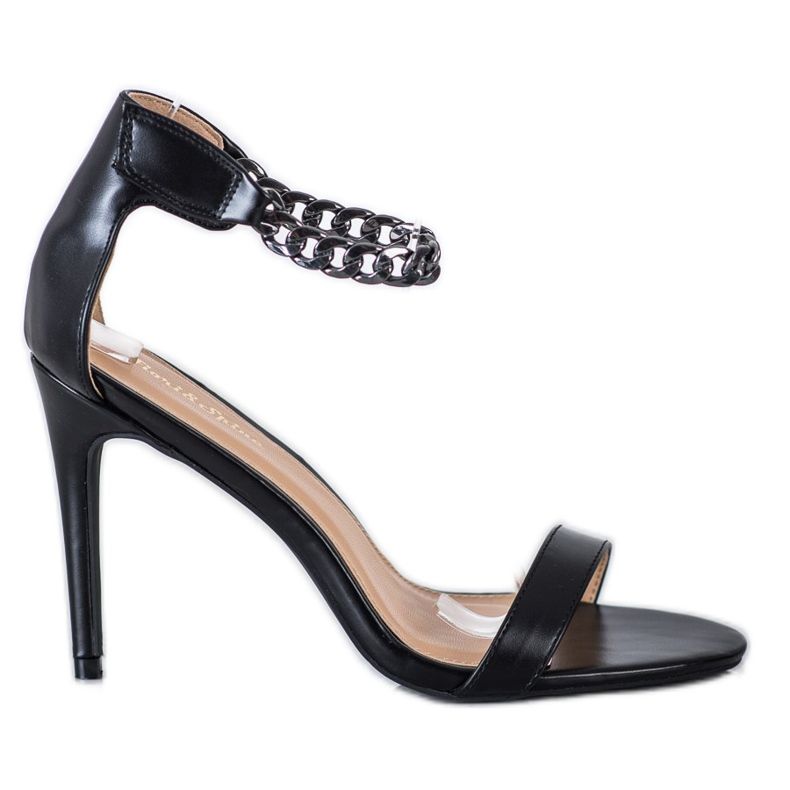 SHELOVET Sandálias de salto alto com corrente preto