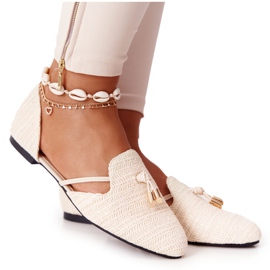 Ballerina Spitz Com Linha Trançada Lu Boo Beige bege