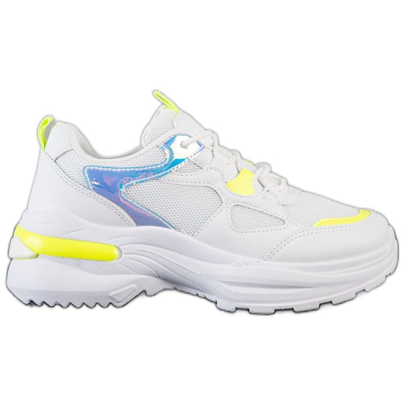 SHELOVET Tênis com inserções amarelas branco