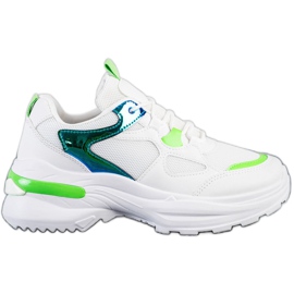 SHELOVET Tênis com inserções verdes branco SHELOVET Tênis com inserções verdes branco