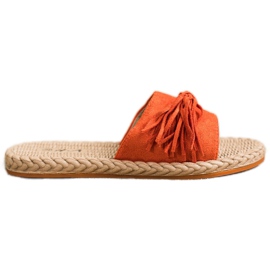 SHELOVET Chinelos com franjas laranja