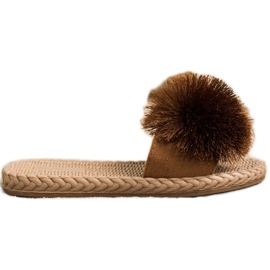 Bestelle Chinelos com pompom castanho
