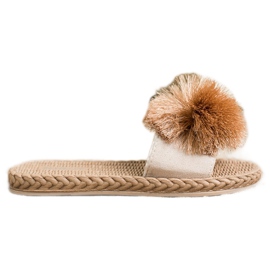 Bestelle Chinelos com pompom bege marrom