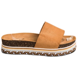 SHELOVET Chinelos confortáveis ​​de camurça marrom