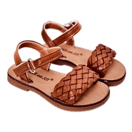 Sandálias infantis com trança de camelo 283-3c marrom
