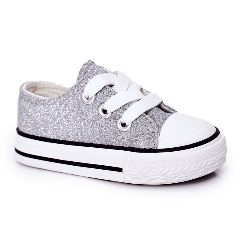 Tênis de prata glitter infantil 888-1b