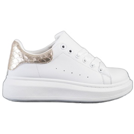 Weide Tênis com inserção dourada branco