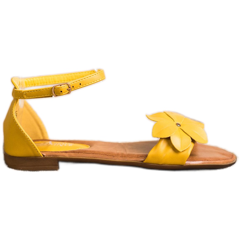 Diamantique Sandálias Amarelas Com Flor amarelo