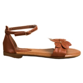 Diamantique Sandálias Marrons Com Flor castanho