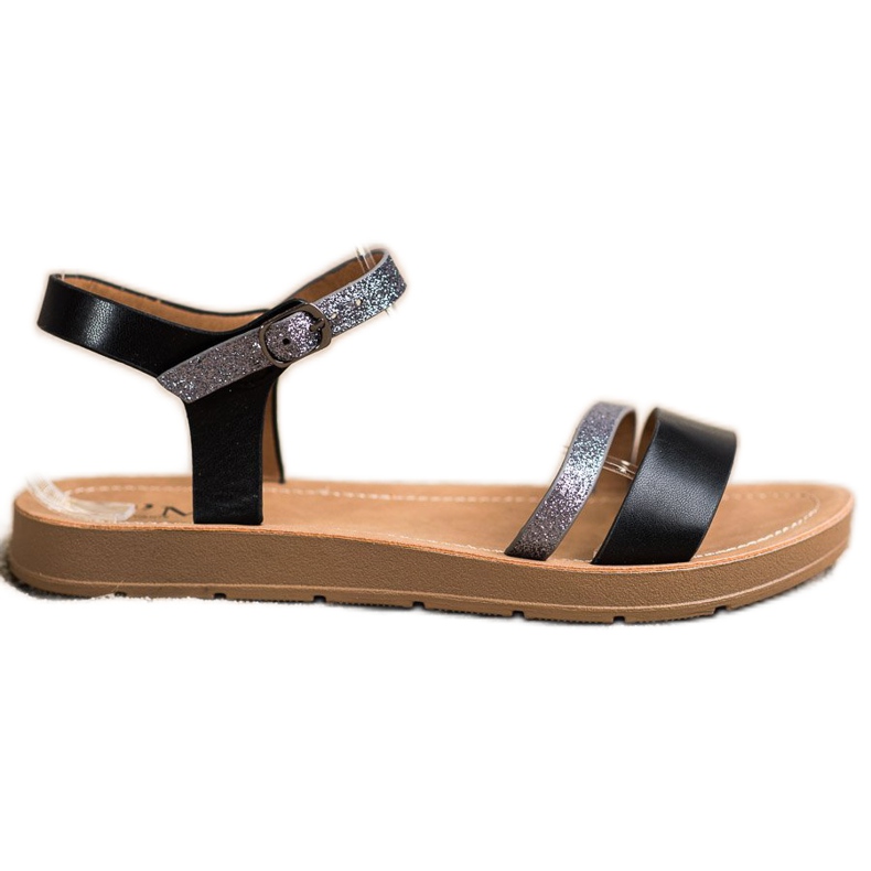 Cm Paris Sandálias Elegantes com Brilho preto cinza