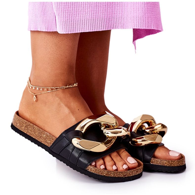 S.Barski Chinelos em cortiça com corrente S. Barski SB002 preto