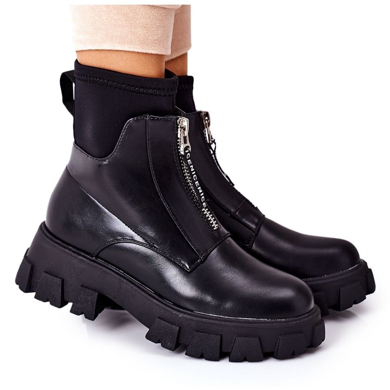 PS1 Trabalhadoras de botas femininas com zíper preto brindes