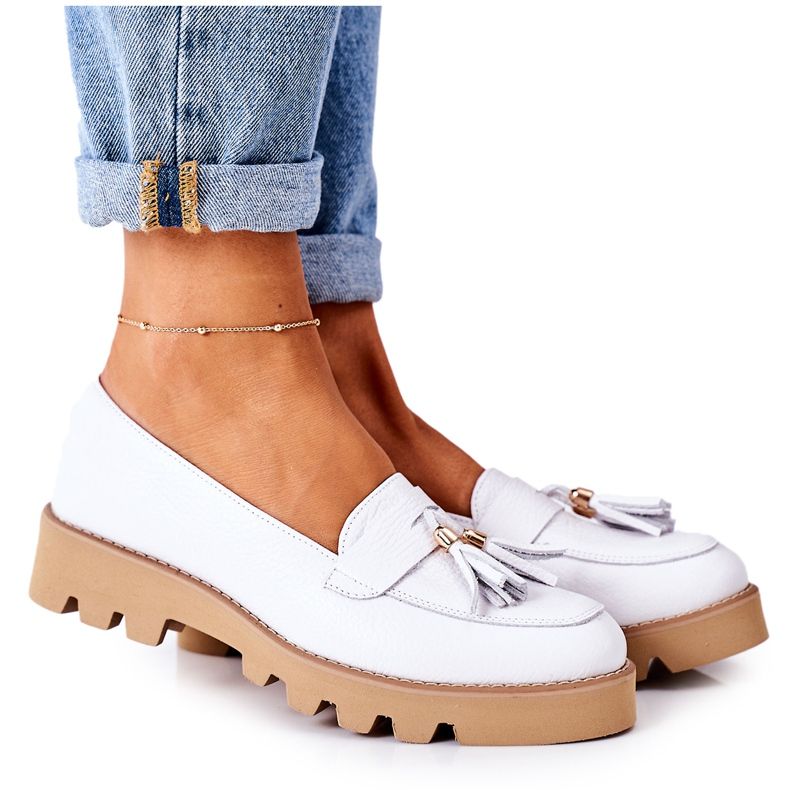 Mocassins de couro Lewski Shoes 3053 Branco