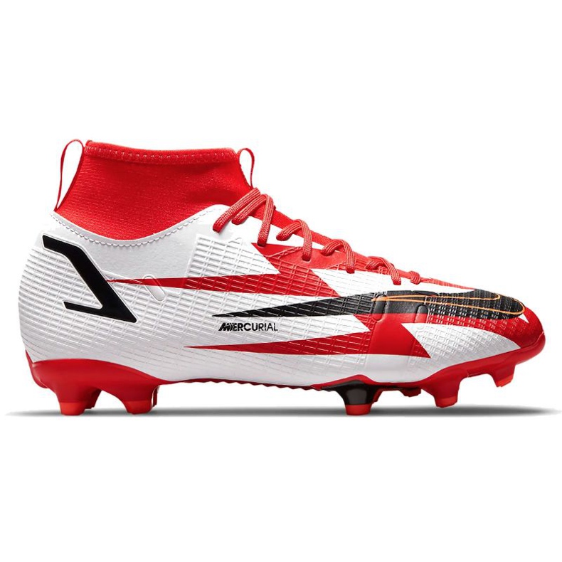 Chuteiras Nike Superfly 8 Academy CR7 Mg Jr DB2672-600 cinza / prata, branco, vermelho branco
