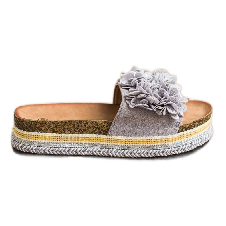 SHELOVET Chinelos na plataforma com enfeite cinza