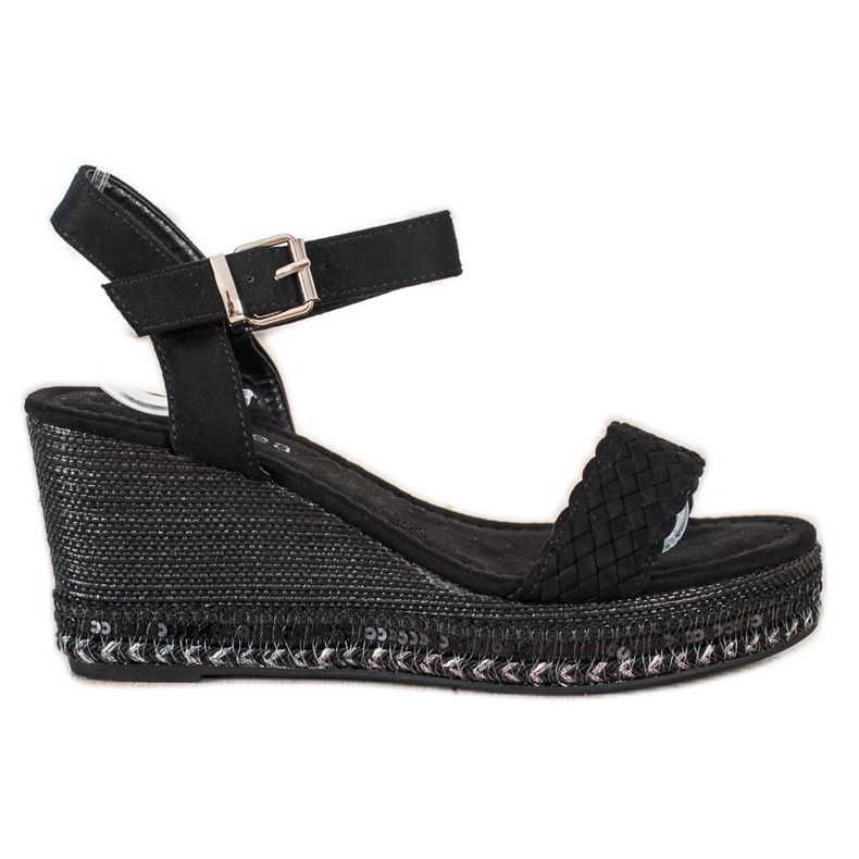 SHELOVET Sandálias de cunha trançada preto