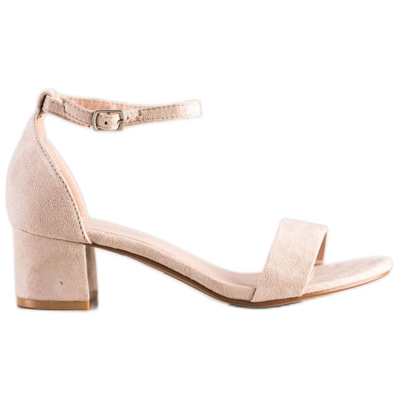 SHELOVET Sandálias em barra baixa bege