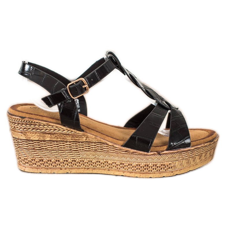 Queentina Sandálias de couro ecológico preto