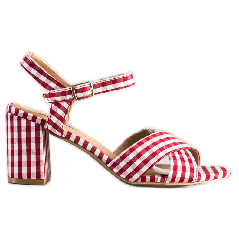 SHELOVET Sandálias quadriculadas elegantes vermelho