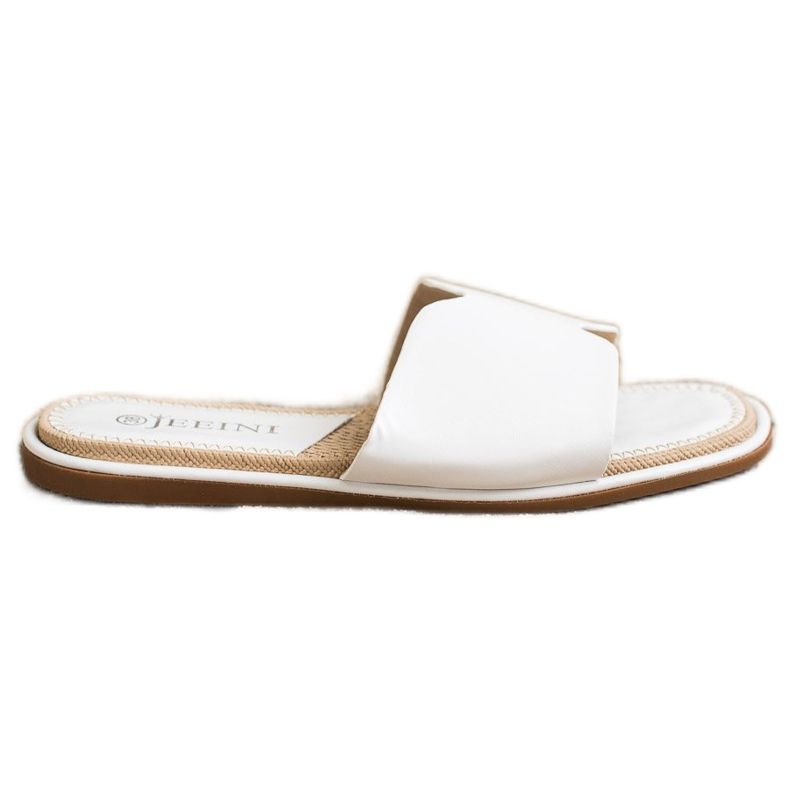 SHELOVET Chinelos elegantes de couro ecológico branco