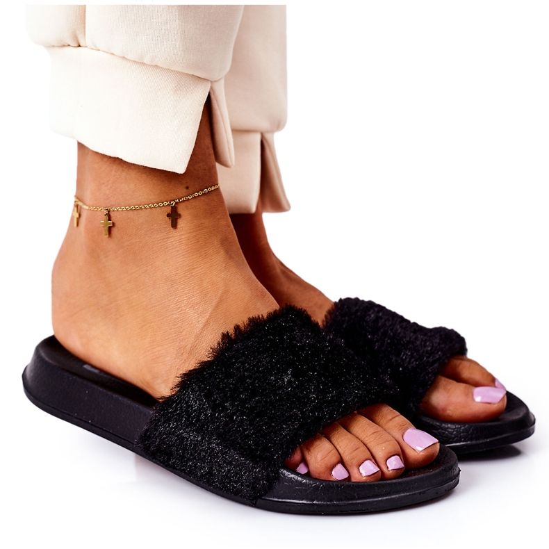 PE1 Chinelos de borracha com esmeril de pele preta preto