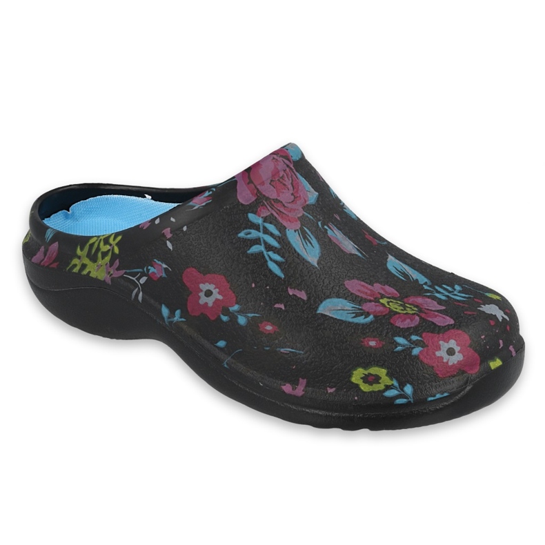 Flippers femininos de Befado - Flor 2 preto /azul 154d102