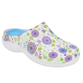 Sapatos femininos Befado - flor 3 branco / roxo 154D103