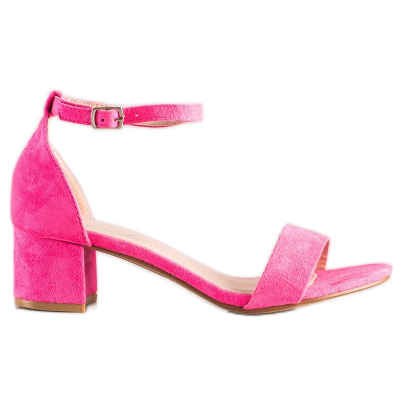 SHELOVET Sandálias em barra baixa rosa