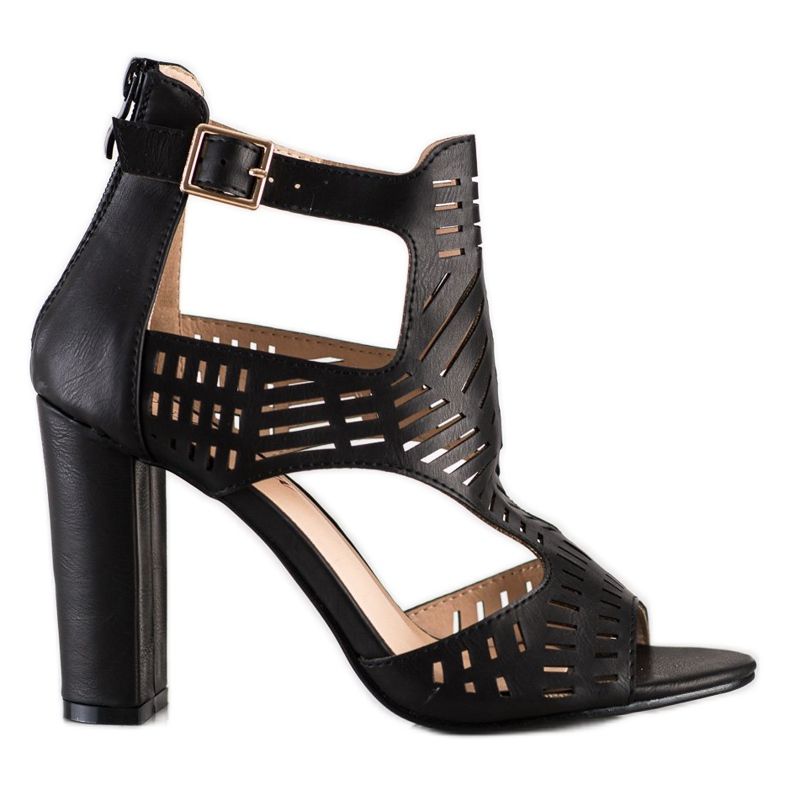 Renda Sandálias de moda a céu aberto preto