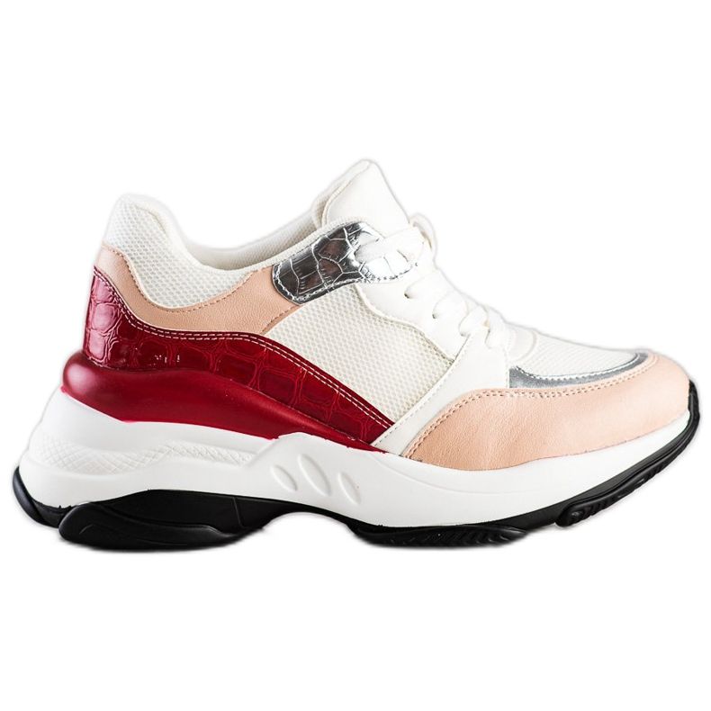 SHELOVET Tênis elegantes BRANCOS E ROSA