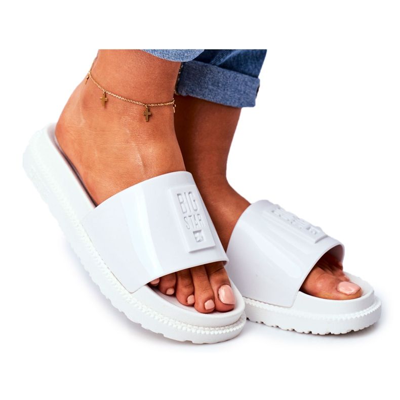 Chinelos femininos Big Star com plataforma branco FF274812