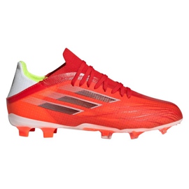 Chuteiras Adidas X Speedflow.1 Fg Jr FY3284 vermelho laranjas e vermelhos