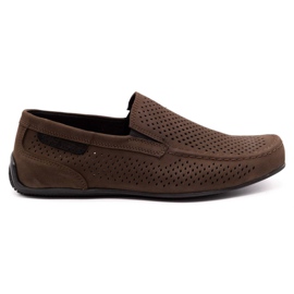 Polbut Mocassins de couro masculino 2105P marrom escuro