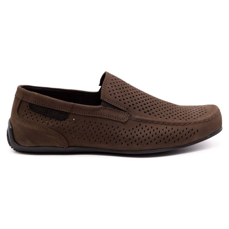 Polbut Mocassins de couro masculino 2105P marrom escuro castanho