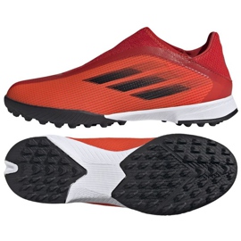 Chuteiras Adidas X Speedflow.3 Ll Tf Jr FY3255 multicolorido laranjas e vermelhos