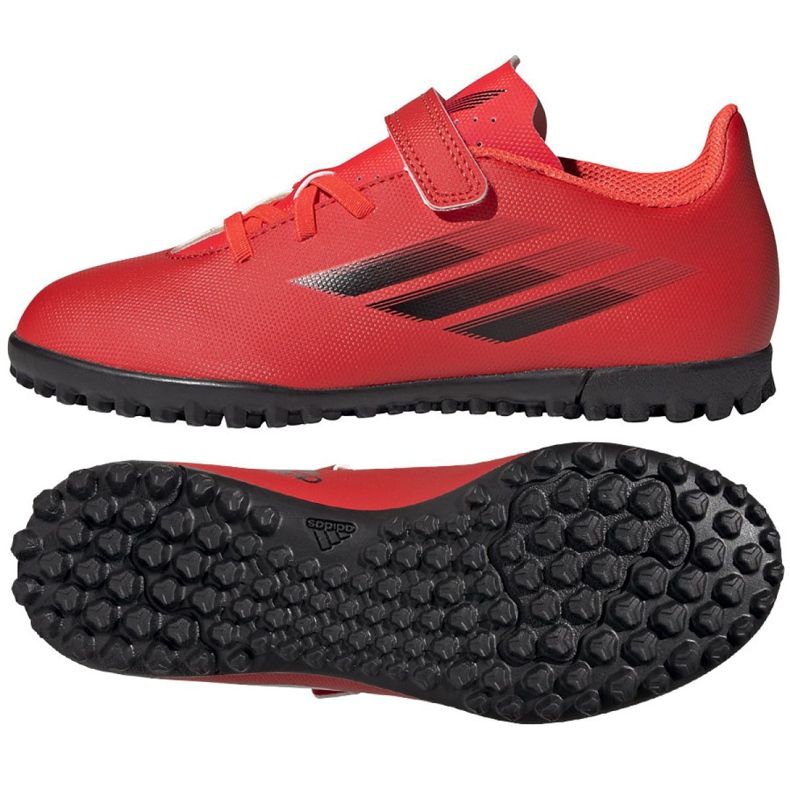 Chuteiras Adidas X Speedflow.4 H&L Tf Jr FY6874 multicolorido vermelho Chuteiras Adidas X Speedflow.4 H&L Tf Jr FY6874 multicolorido vermelho