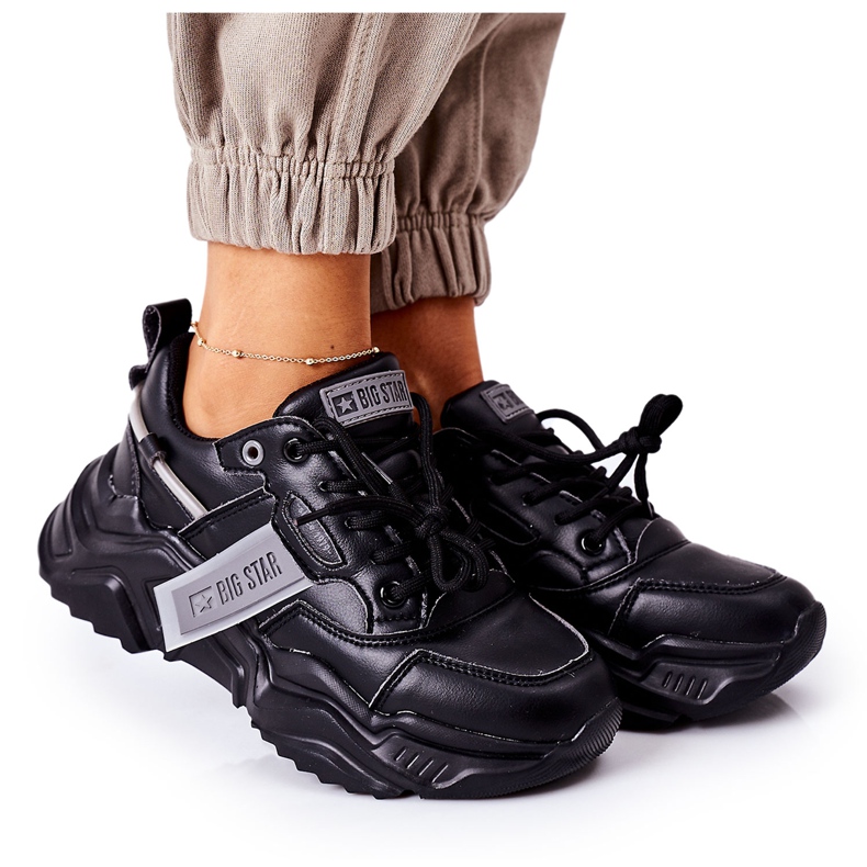 Tênis feminino esportivo Big Star GG274215 Preto-Cinza
