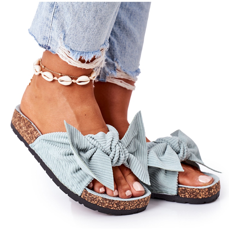 PS1 Chinelos de veludo cotelê com cortiça de hortelã no verão verde