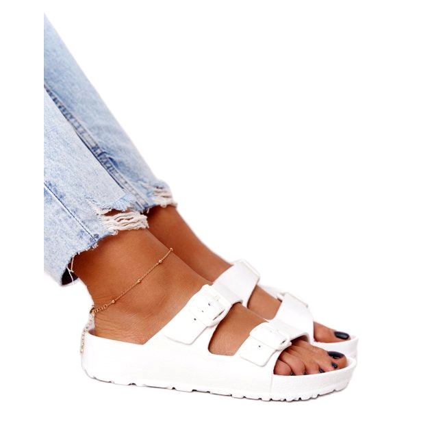 NEWS Chinelos femininos de borracha brancos Stacy