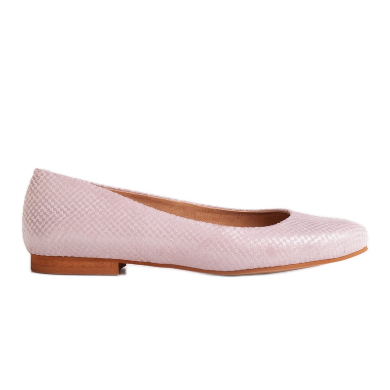 Marco Shoes Bailarinas de camurça folheada a prata natural rosa