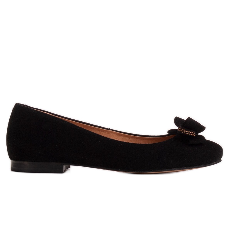 Marco Shoes Bailarinas de camurça preta com laço preto