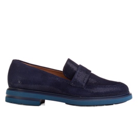 Marco Shoes Mocassins azul marinho com decoração de veludo azul-marinho