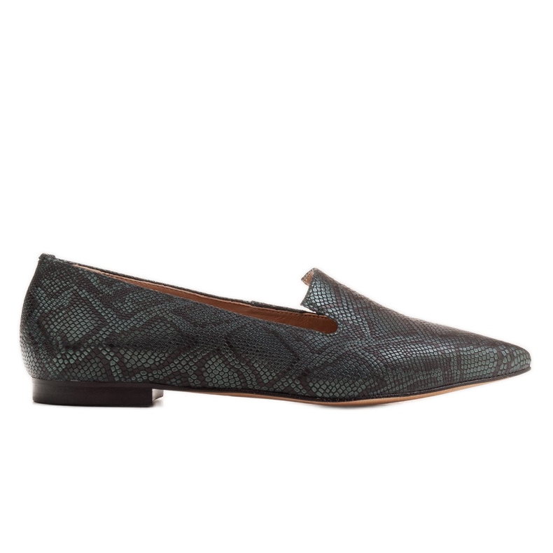 Marco Shoes Senhoras bailarinas de pele de cobra, verde garrafa