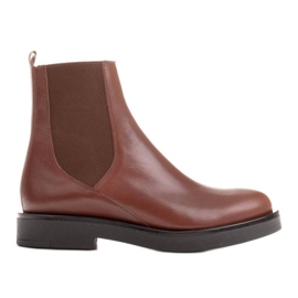 Marco Shoes Botins rasos de couro com isolamento com uma borracha larga na parte superior castanho