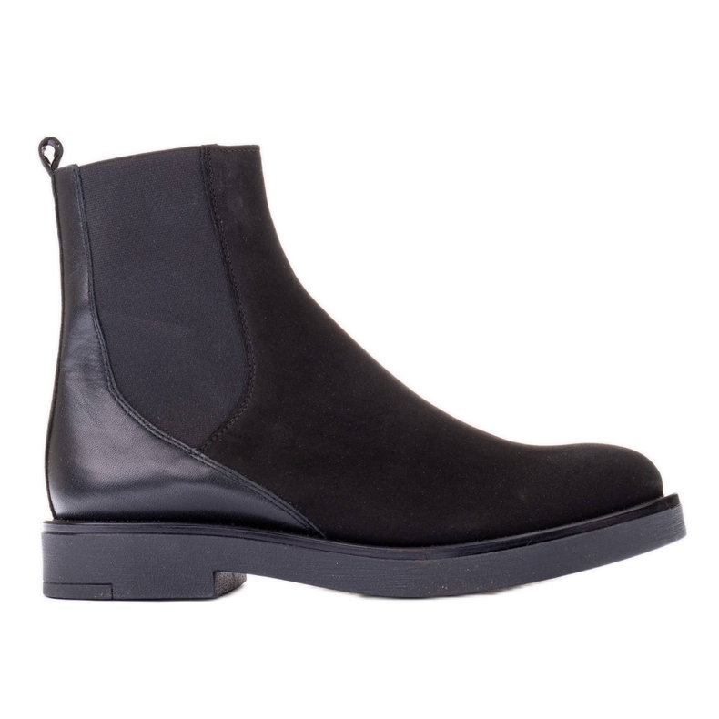 Marco Shoes Botins rasos de couro com isolamento com uma borracha larga na parte superior preto Marco Shoes Botins rasos de couro com isolamento com uma borracha larga na parte superior preto