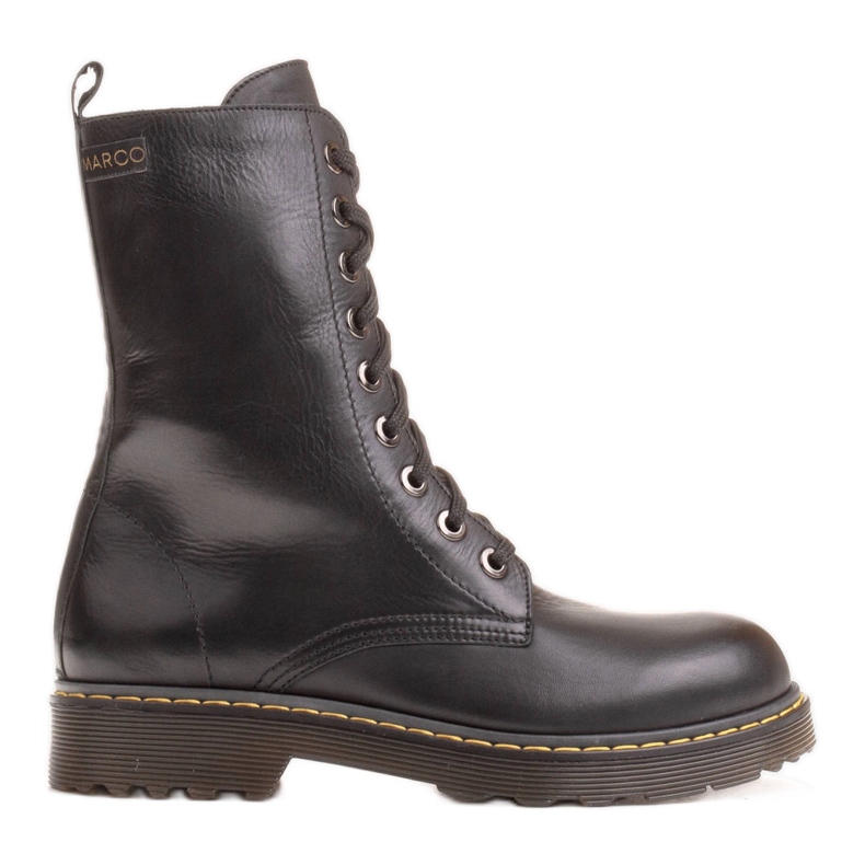 Marco Shoes Botas de cano alto, botas amarradas em sola translúcida preto