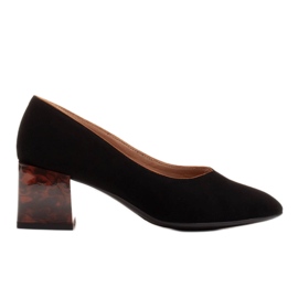Marco Shoes Sapatilhas femininas feitas de camurça natural com salto âmbar preto